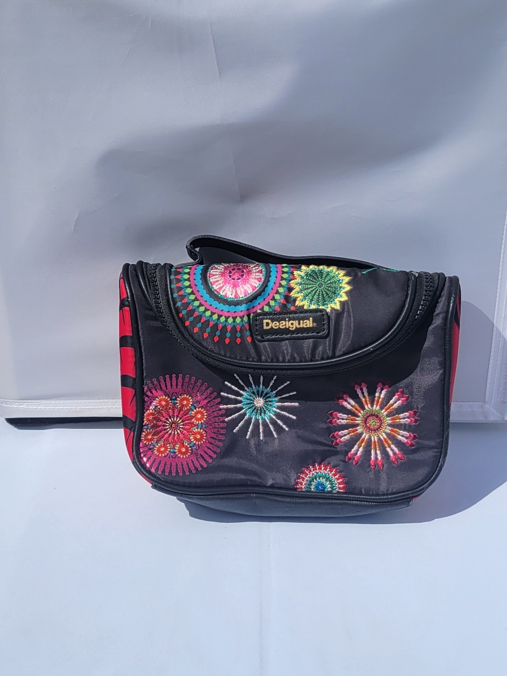 Desigual Black Floral Embroidered Crossbody Bag